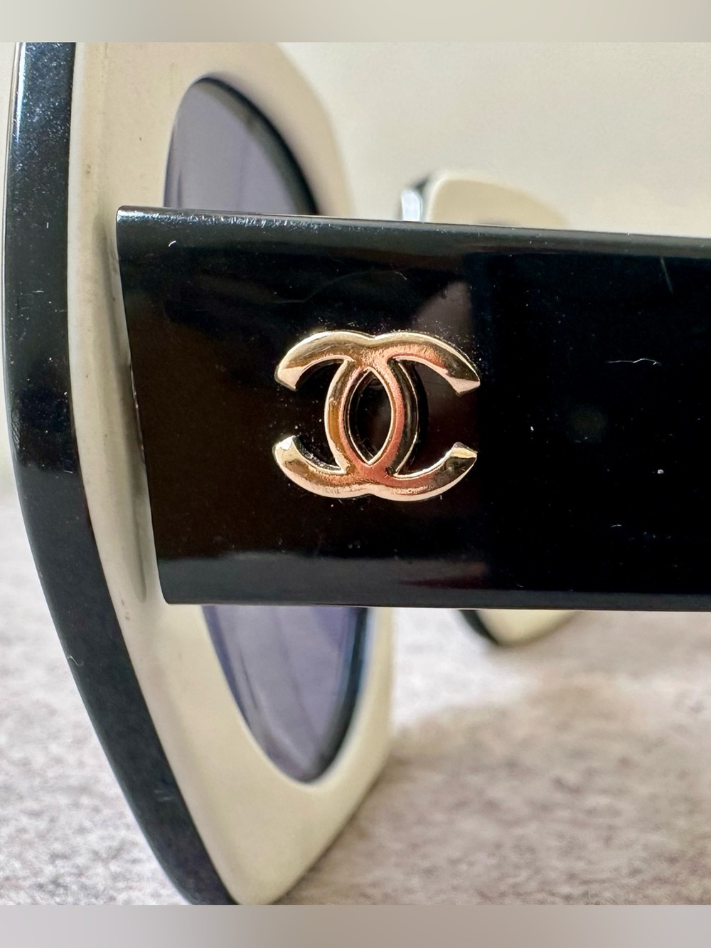 CHANEL authentic VTG 1990s 08849 oversized hexagon black+white sunglasses - Picture 6 of 13